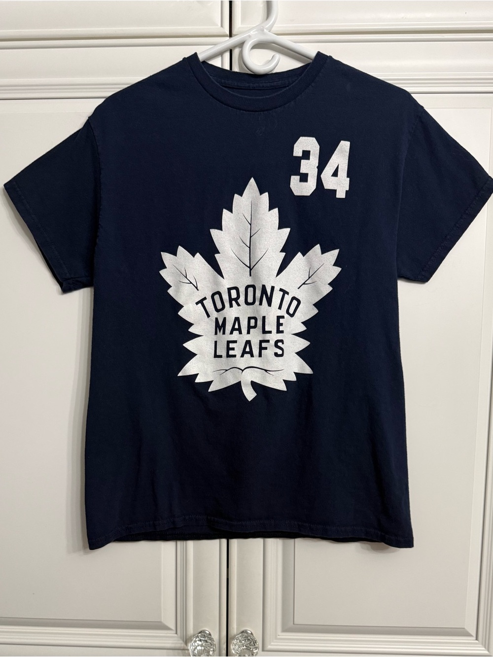 NHL Toronto Maple Leafs Austin Mathews #34 Graphic Navy White Short Sleeve Tee